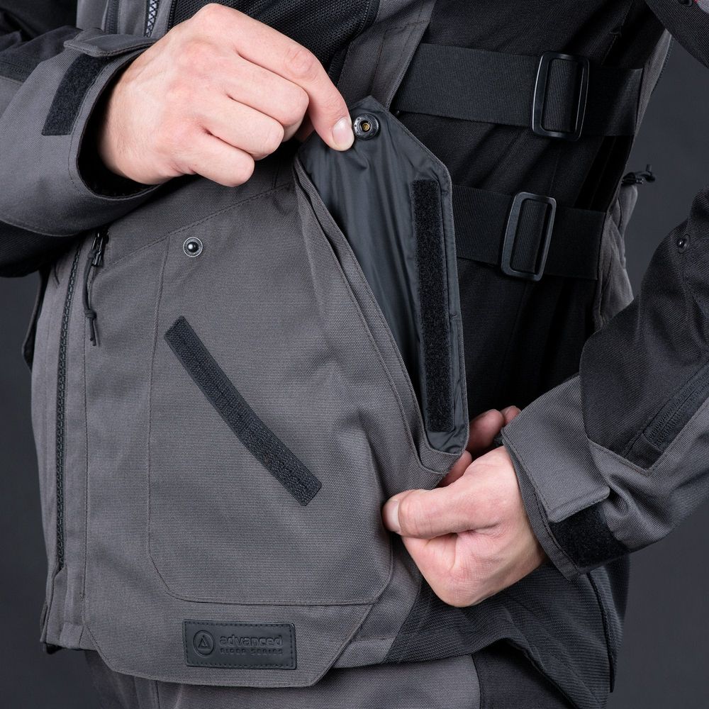 Oxford Rockland Textile Jacket Charcoal / Black / Red