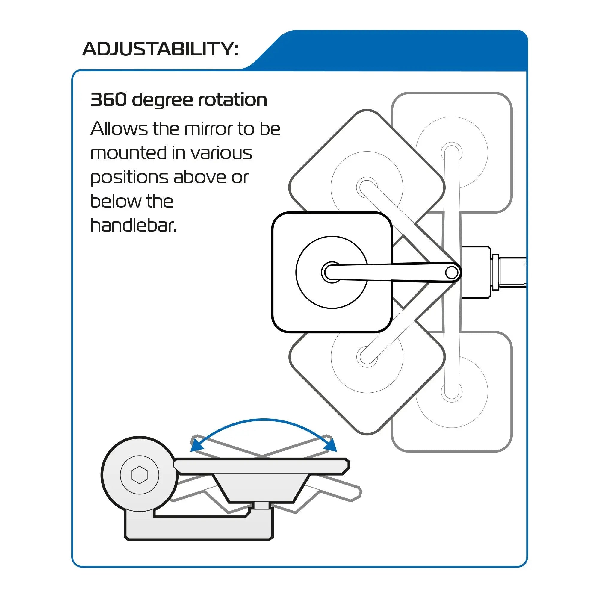 Oxford Square 360 Bar End Mirror FREE UK Delivery, FREE 365 Day Returns | Moto Central