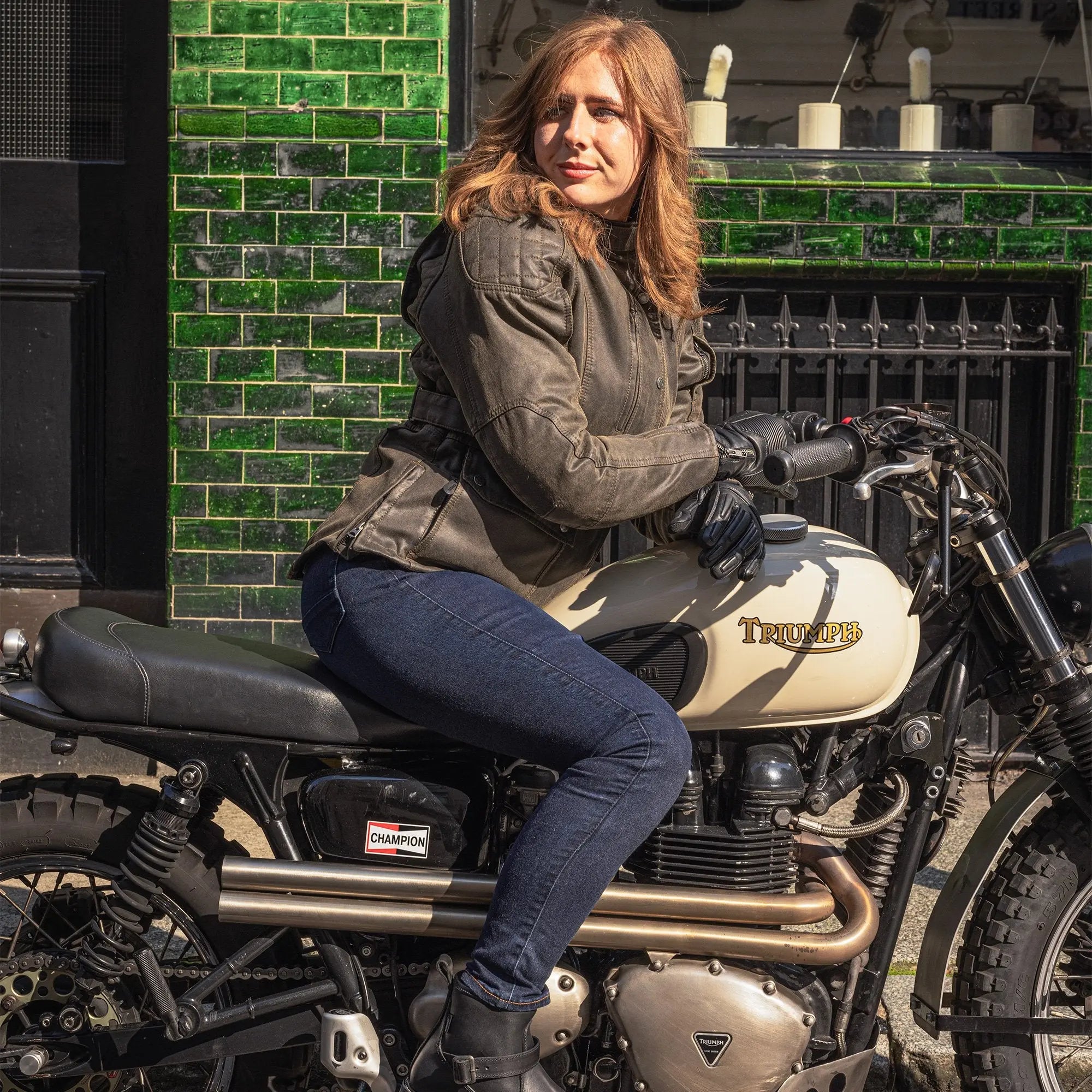 Oxford Sterling D2D Ladies Textile Jacket Khaki - FREE UK Shipping, FREE 365 Day Returns | Moto Central