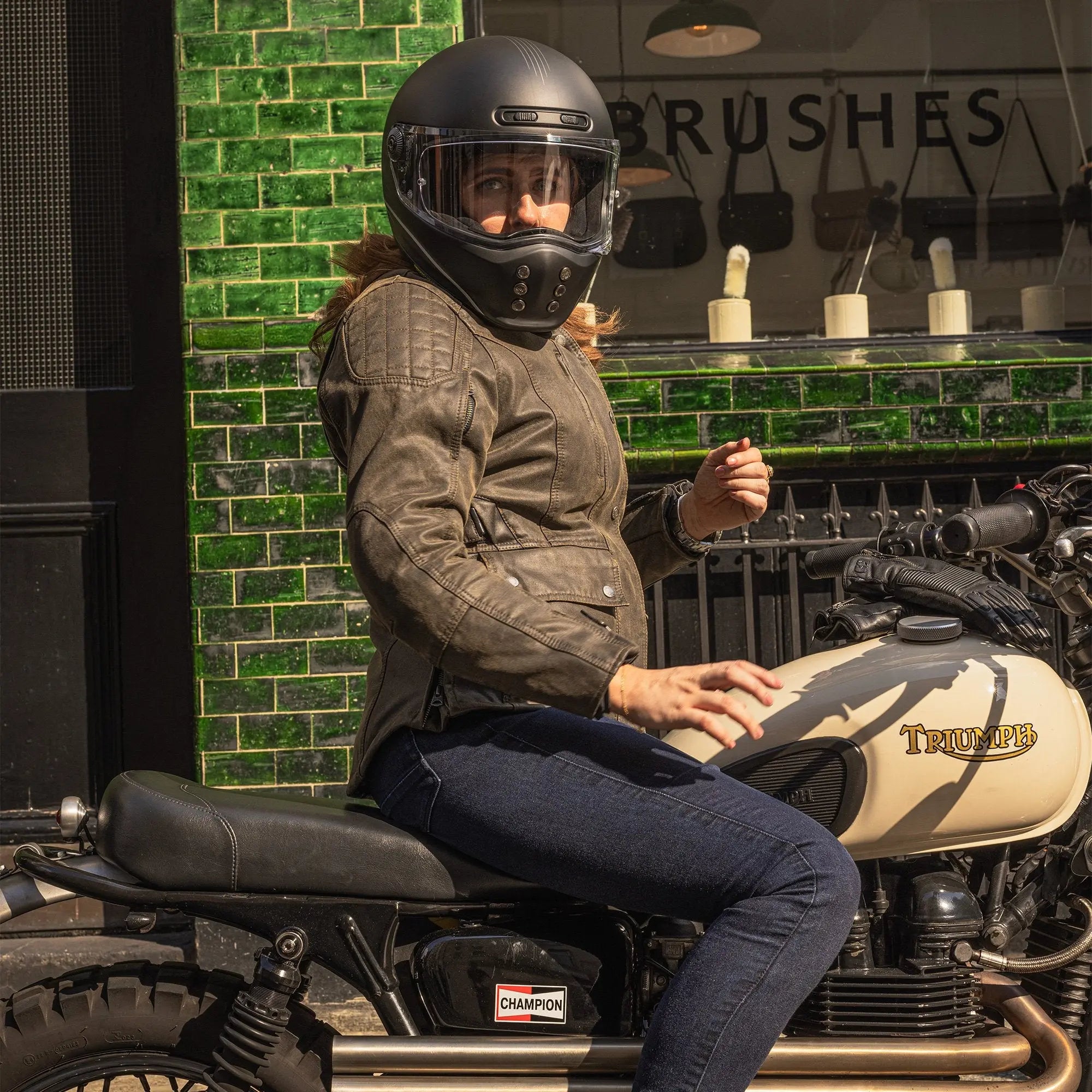 Oxford Sterling D2D Ladies Textile Jacket Khaki - FREE UK Shipping, FREE 365 Day Returns | Moto Central