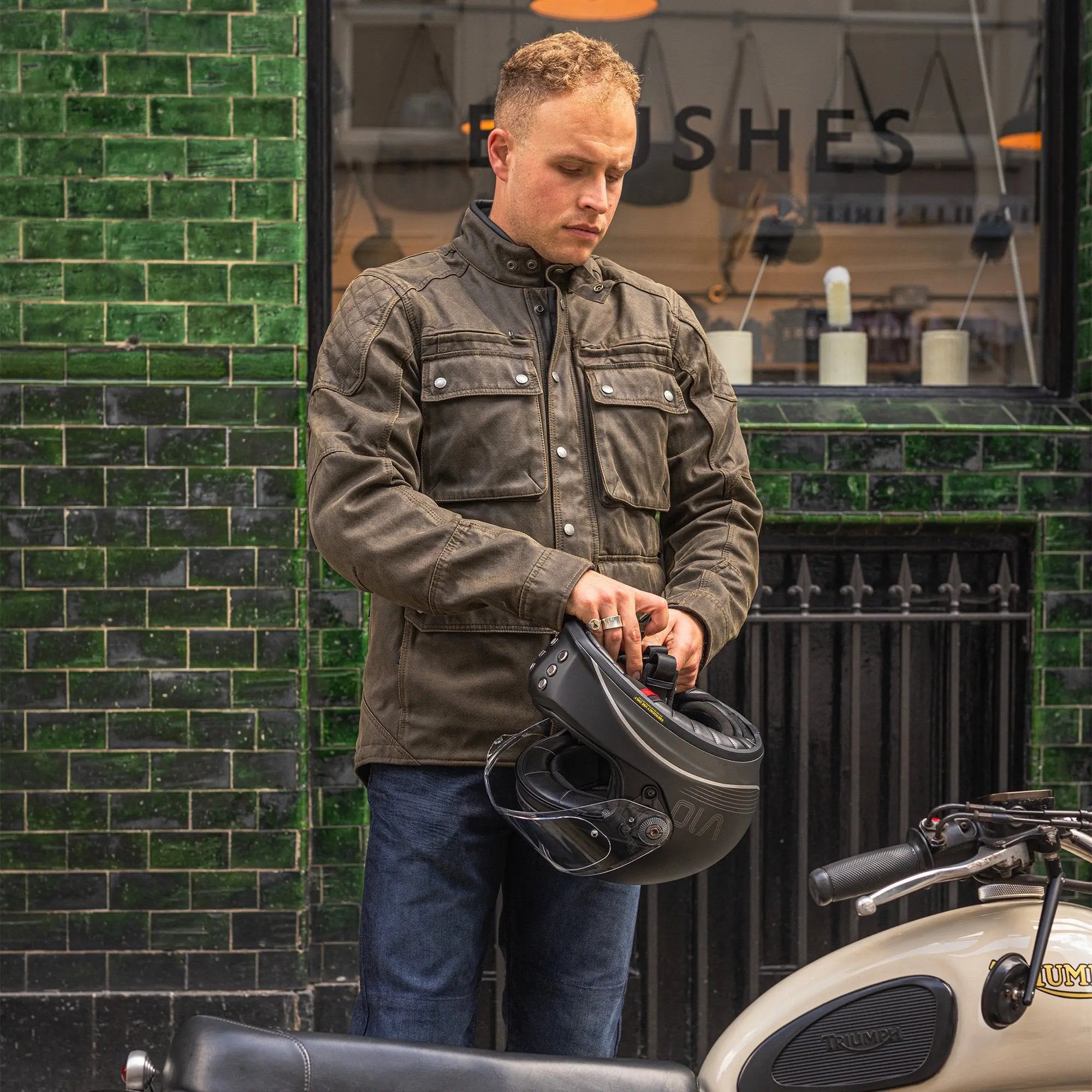 Oxford Sterling D2D Textile Jacket Khaki - FREE UK Shipping, FREE 365 Day Returns | Moto Central