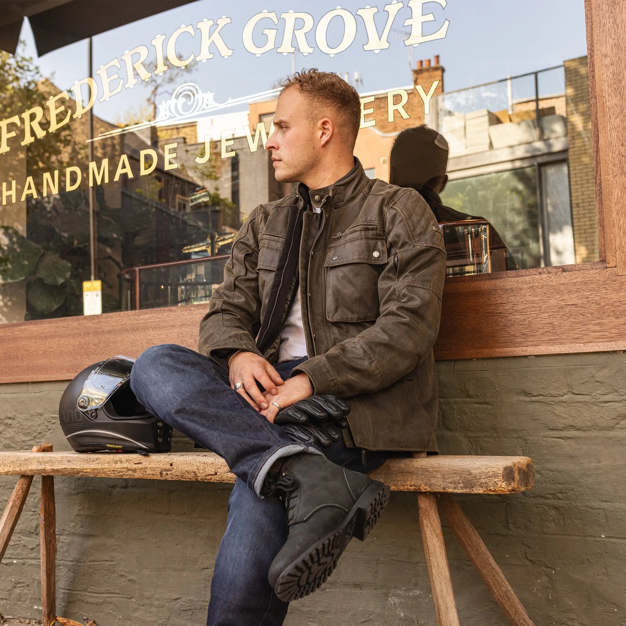 Oxford Sterling D2D Textile Jacket Khaki - FREE UK Shipping, FREE 365 Day Returns | Moto Central