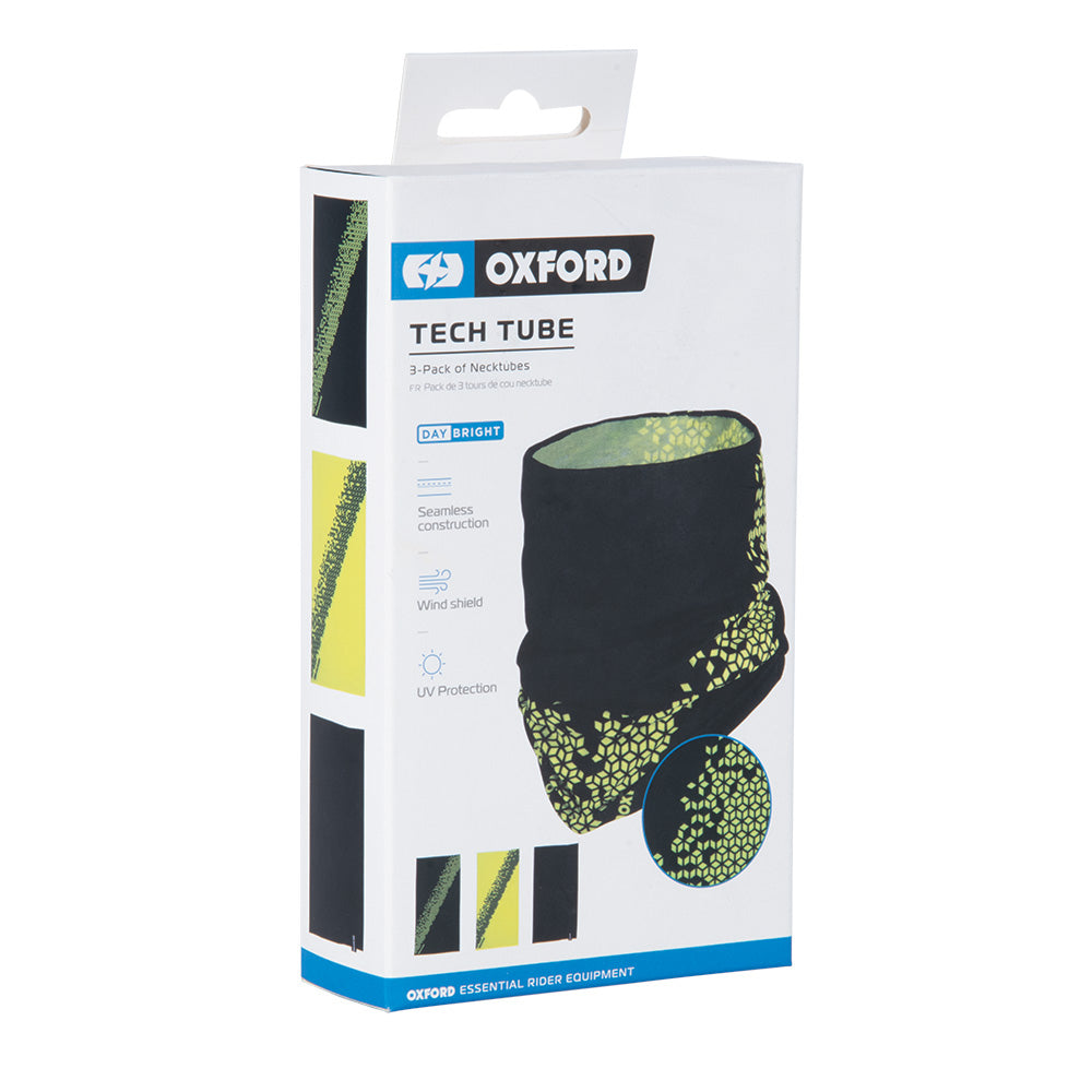Oxford Tech Cubed Neck Tube Black / Yellow - Pack Of 3