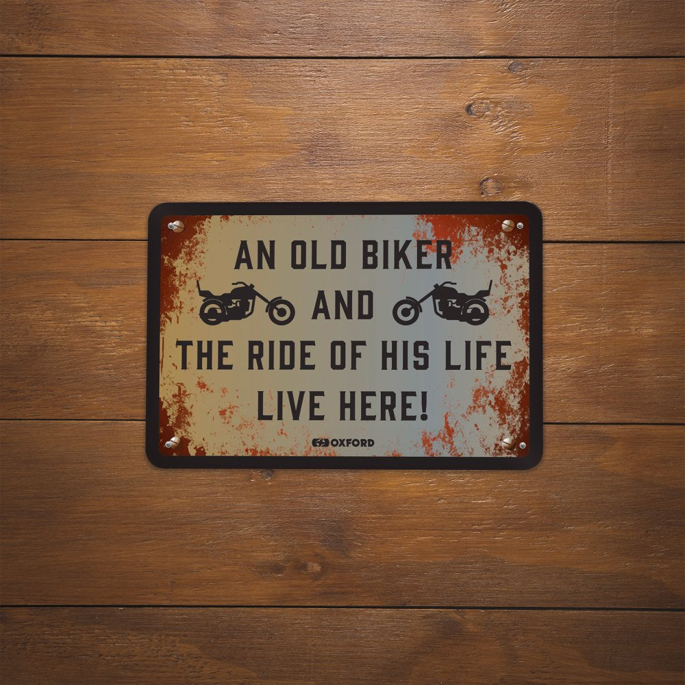 Oxford The Ride Of His Life Live Here Garage Metal Sign - 30cm x 20cm x 0.25mm