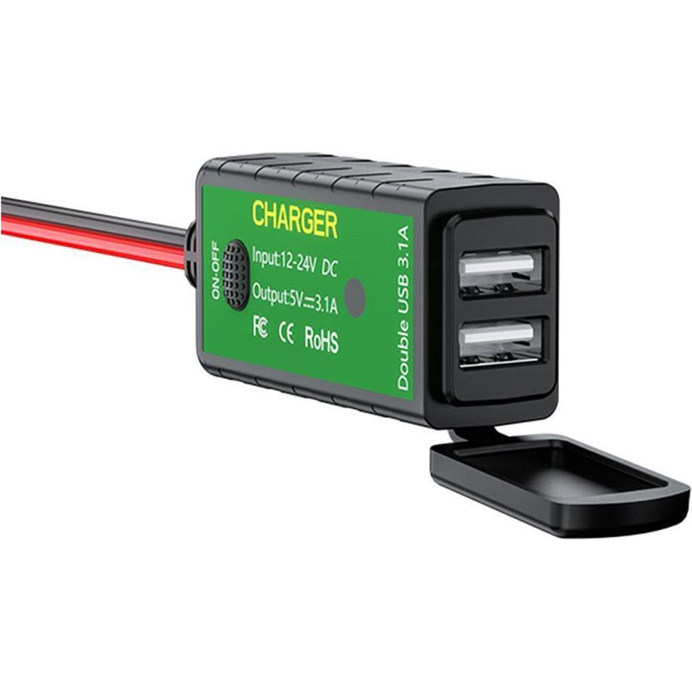 Bike It Power Supply Twin USB With On/Off - Input DC12-24v, Output DC5v 3.1a