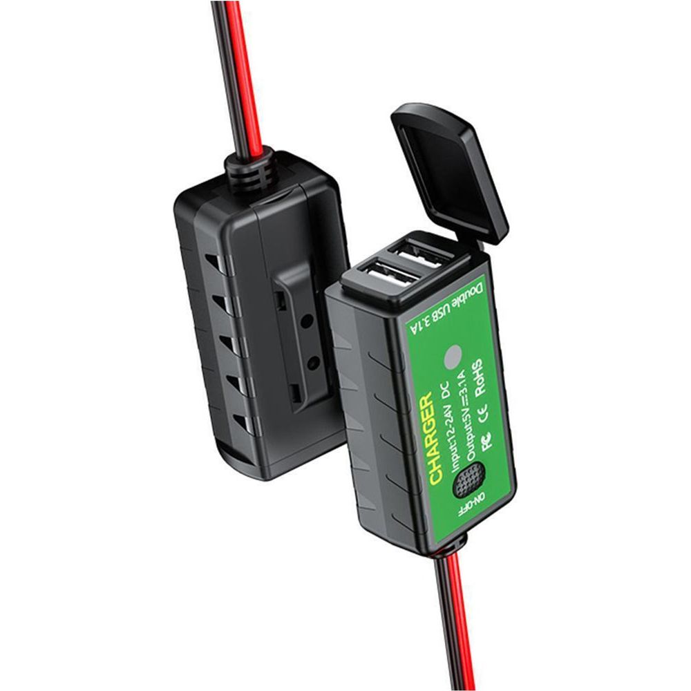 Bike It Power Supply Twin USB With On/Off - Input DC12-24v, Output DC5v 3.1a