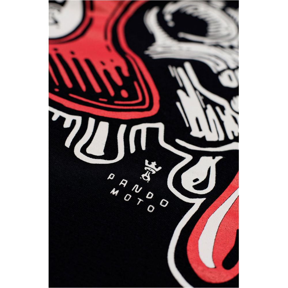 Pando Moto Mike Red Skull T-Shirt Black