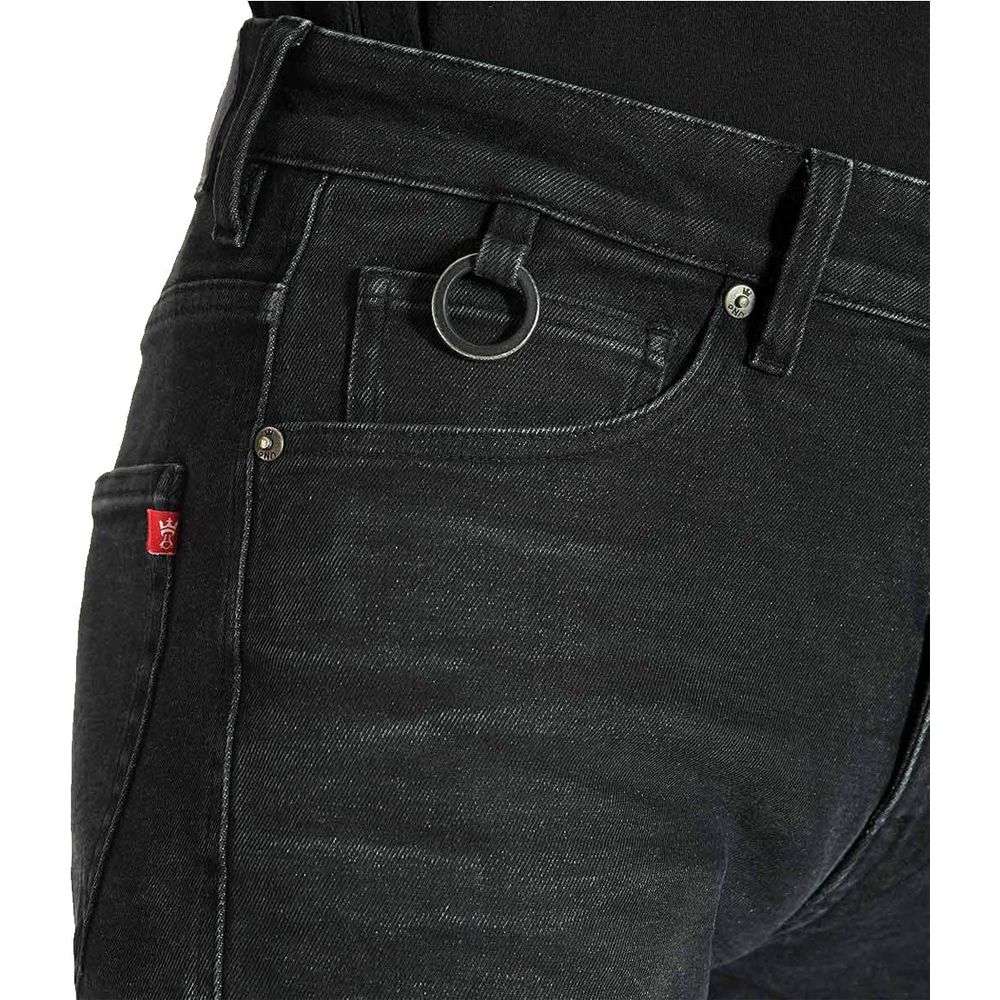 Pando Moto Robby Arm 01 Armalith Slim Fit Denim Jeans Black