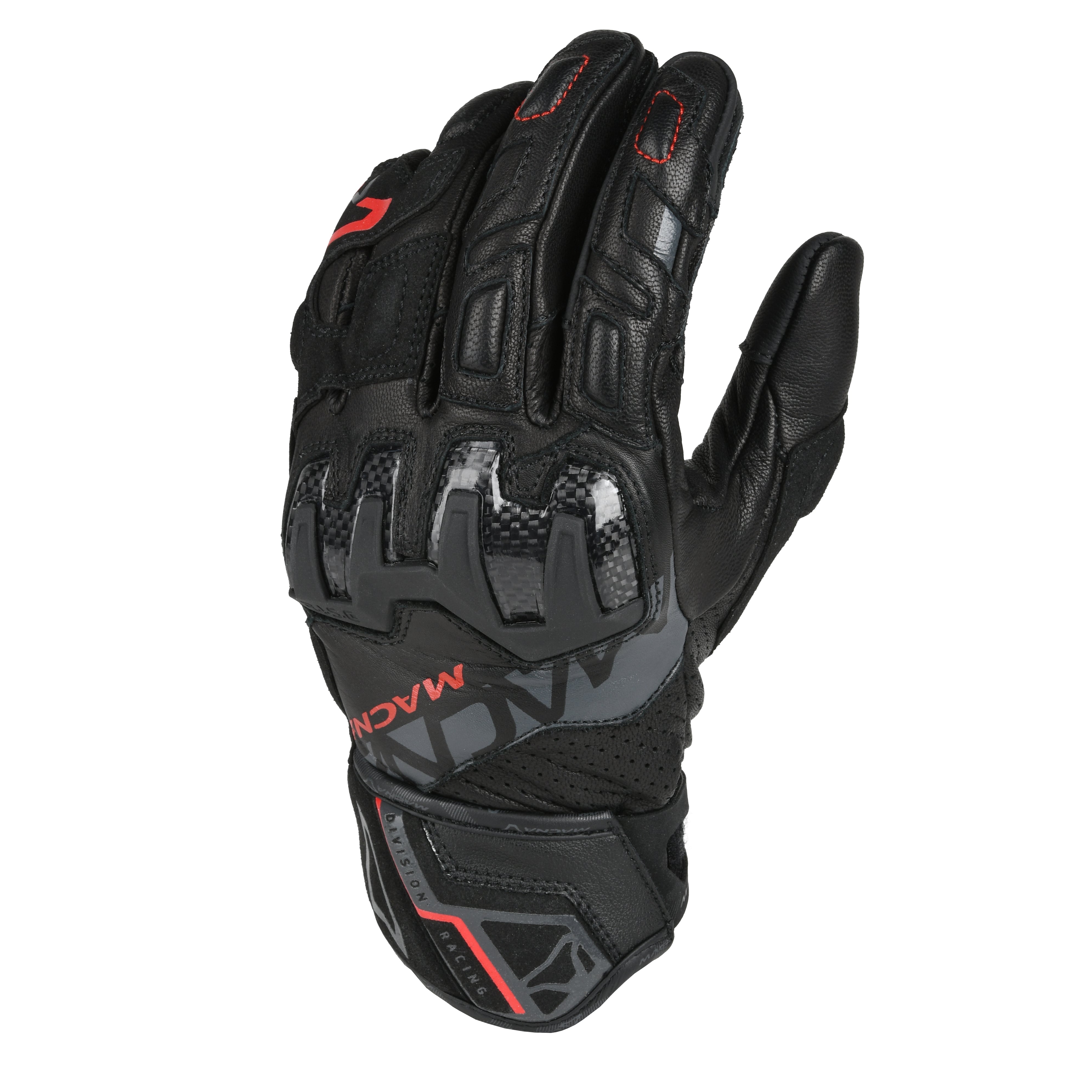 Macna Pelor Leather Gloves Black / Red FREE UK Delivery, FREE 365 Day Returns | Moto Central