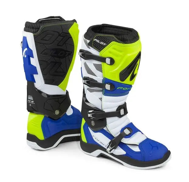 Forma Pilot Boots Fluo Yellow / White / Blue FREE UK Delivery, FREE 365 Day Returns | Moto Central