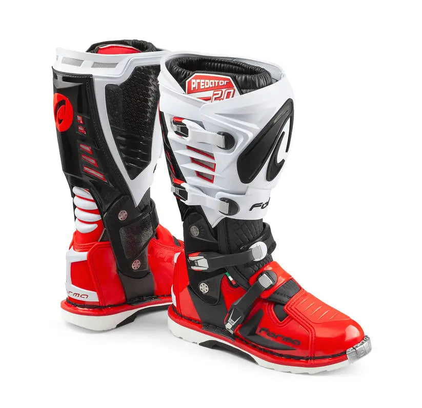 Forma Predator 2.0 Boots Black / White / Red FREE UK Delivery, FREE 365 Day Returns | Moto Central