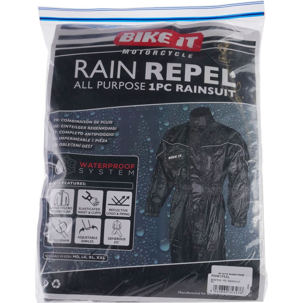 BikeTek One Piece Rainsuit Black