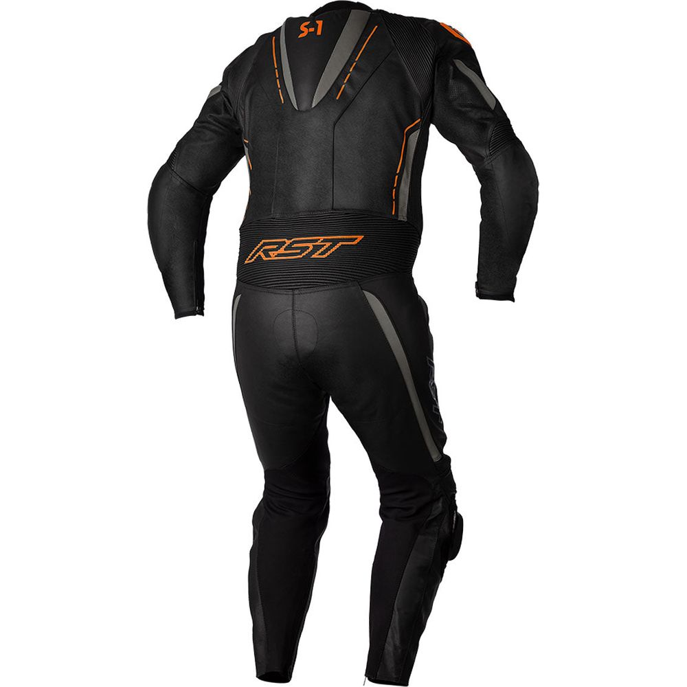 RST S1 CE One Piece Leather Suit Black / Grey / Neon Orange
