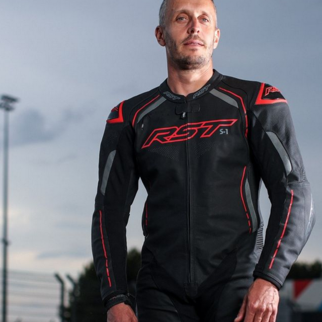 RST S1 CE One Piece Leather Suit Black / Grey / Red