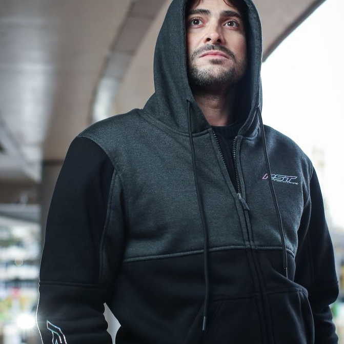 RST Team Zip Through CE Textile Hoodie Black / Grey