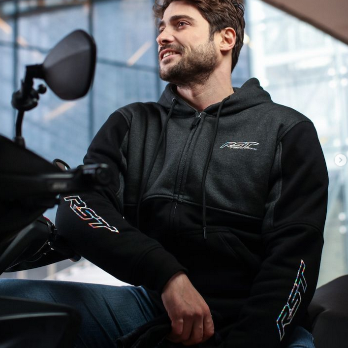 RST Team Zip Through CE Textile Hoodie Black / Grey