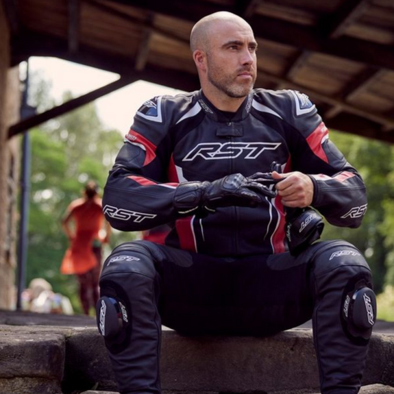 RST Tractech Evo 5 CE Leather Jacket Red / Black / White