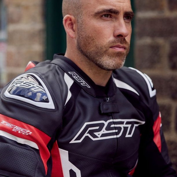 RST Tractech Evo 5 CE Leather Jacket Red / Black / White