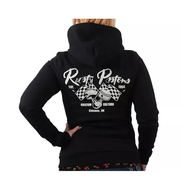 Rusty Pistons Turner Ladies Zip Hoodie Black / Red - FREE UK Shipping, FREE 365 Day Returns | Moto Central