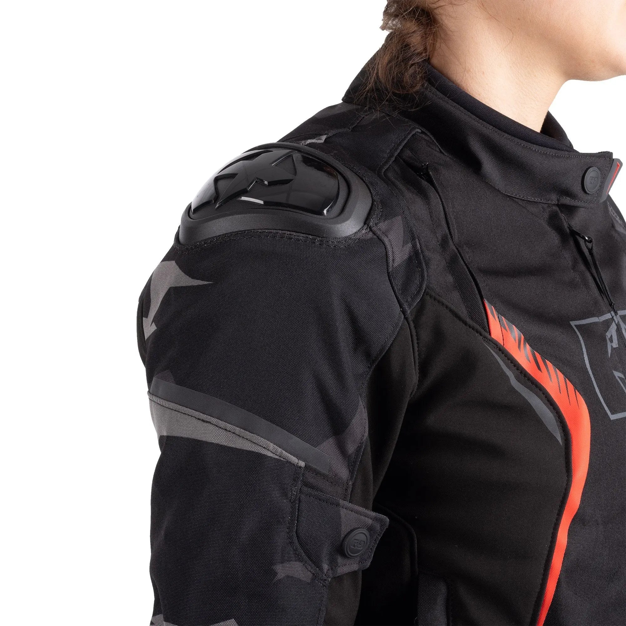 Oxford Omega 1.0 Dry2Dry Ladies Textile Jacket Black / Camo / Red - FREE UK Shipping, FREE 365 Day Returns | Moto Central