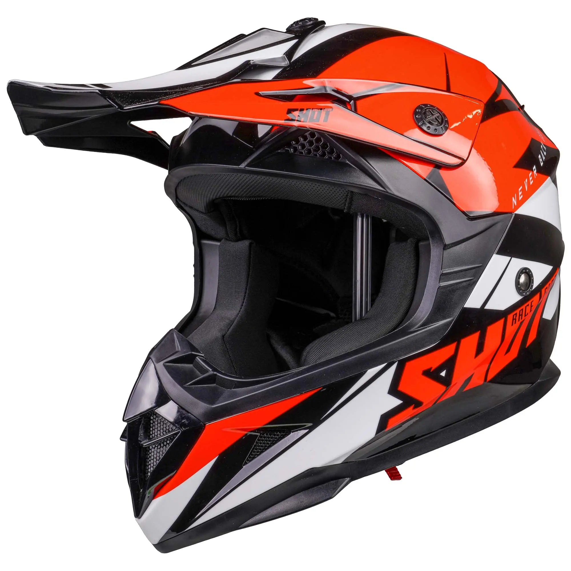 Shot Pulse MX Helmet Revenge Black / Orange / Glossy White - FREE UK Shipping, FREE 365 Day Returns | Moto Central