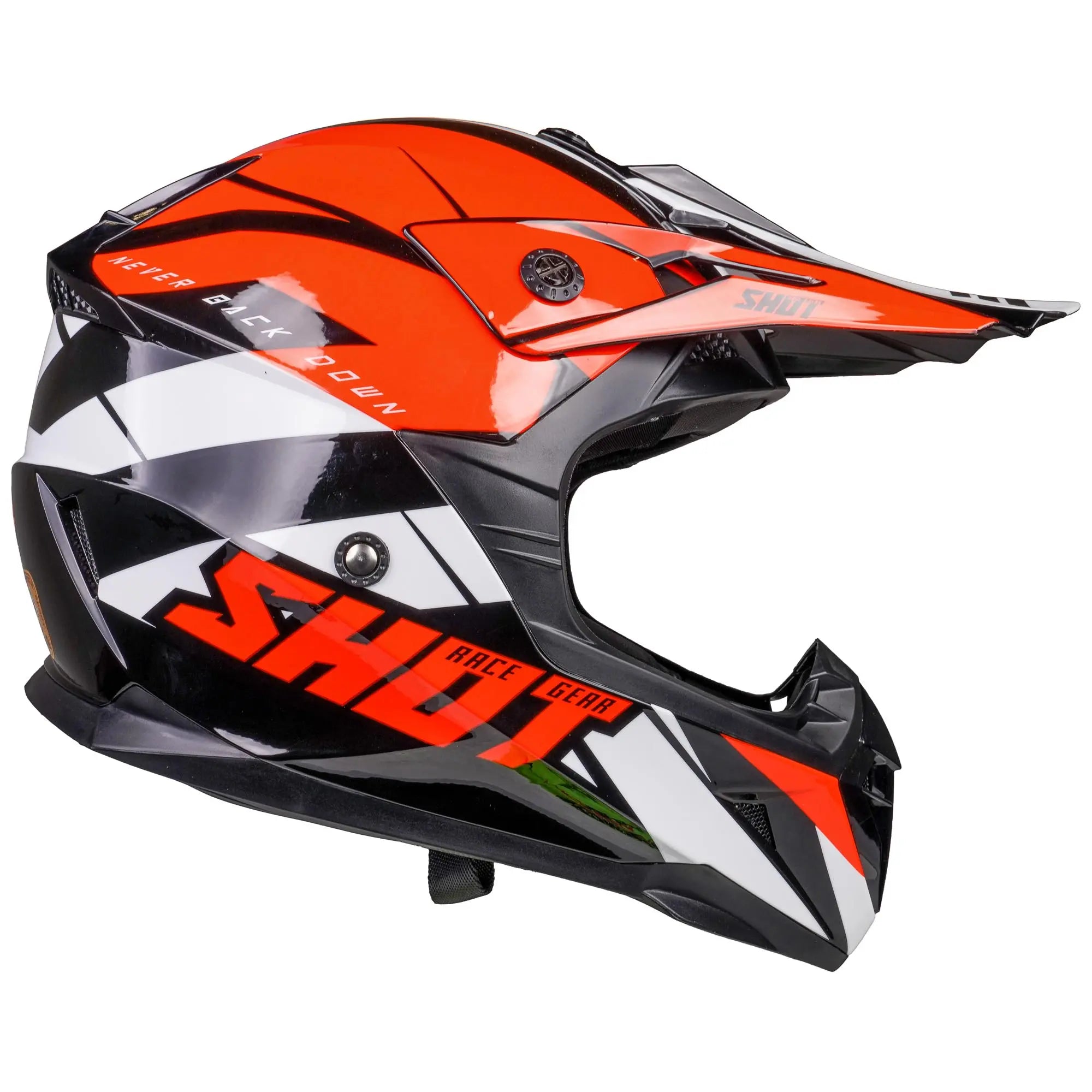 Shot Pulse MX Helmet Revenge Black / Orange / Glossy White - FREE UK Shipping, FREE 365 Day Returns | Moto Central