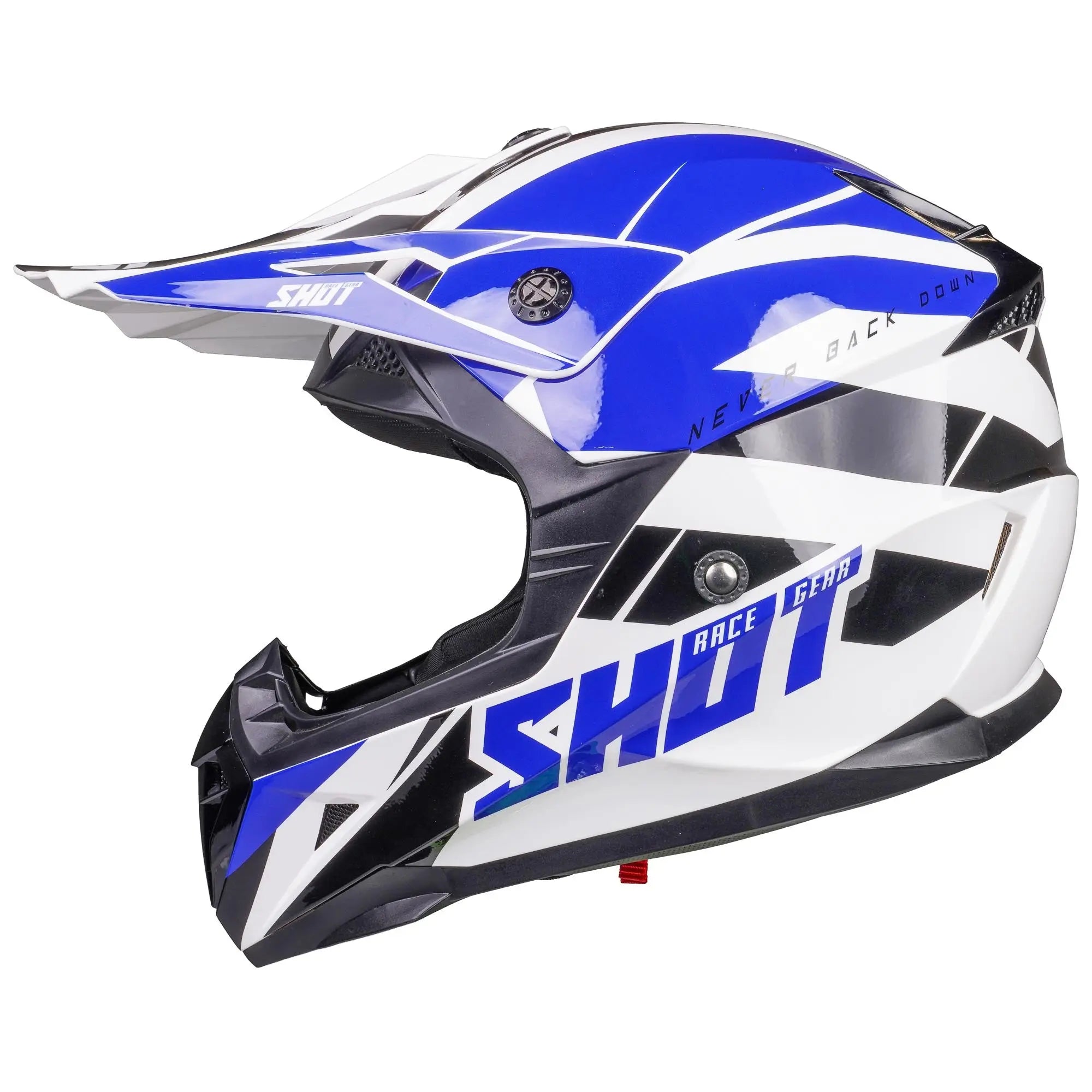 Shot Pulse MX Helmet Revenge White / Blue / Glossy Black - FREE UK Shipping, FREE 365 Day Returns | Moto Central