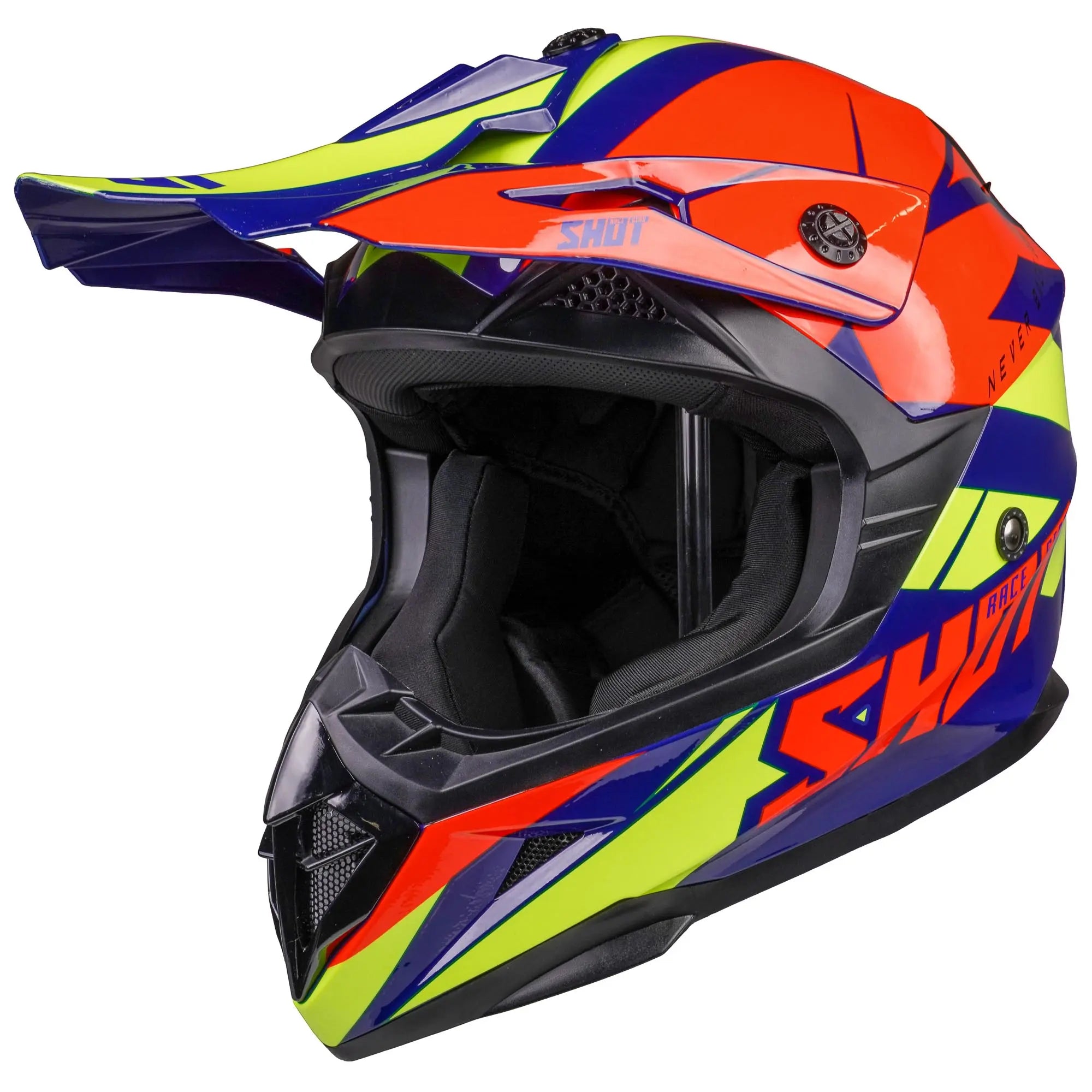 Shot Pulse MX Helmet Revenge Navy / Orange / Glossy Neon Yellow - FREE UK Shipping, FREE 365 Day Returns | Moto Central