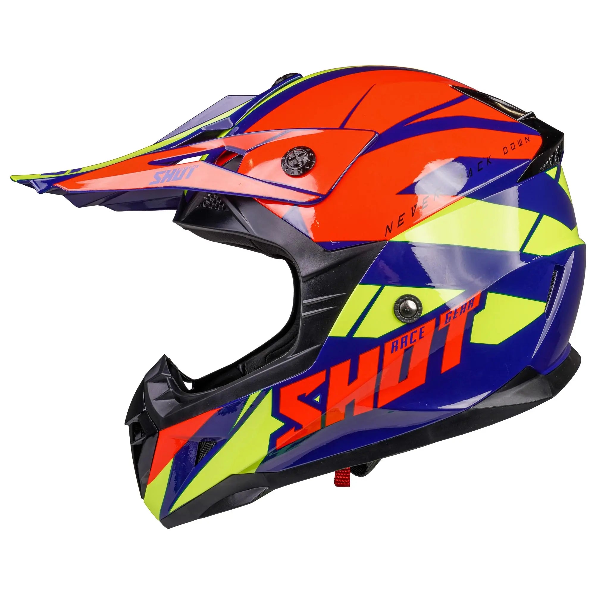 Shot Pulse MX Helmet Revenge Navy / Orange / Glossy Neon Yellow - FREE UK Shipping, FREE 365 Day Returns | Moto Central