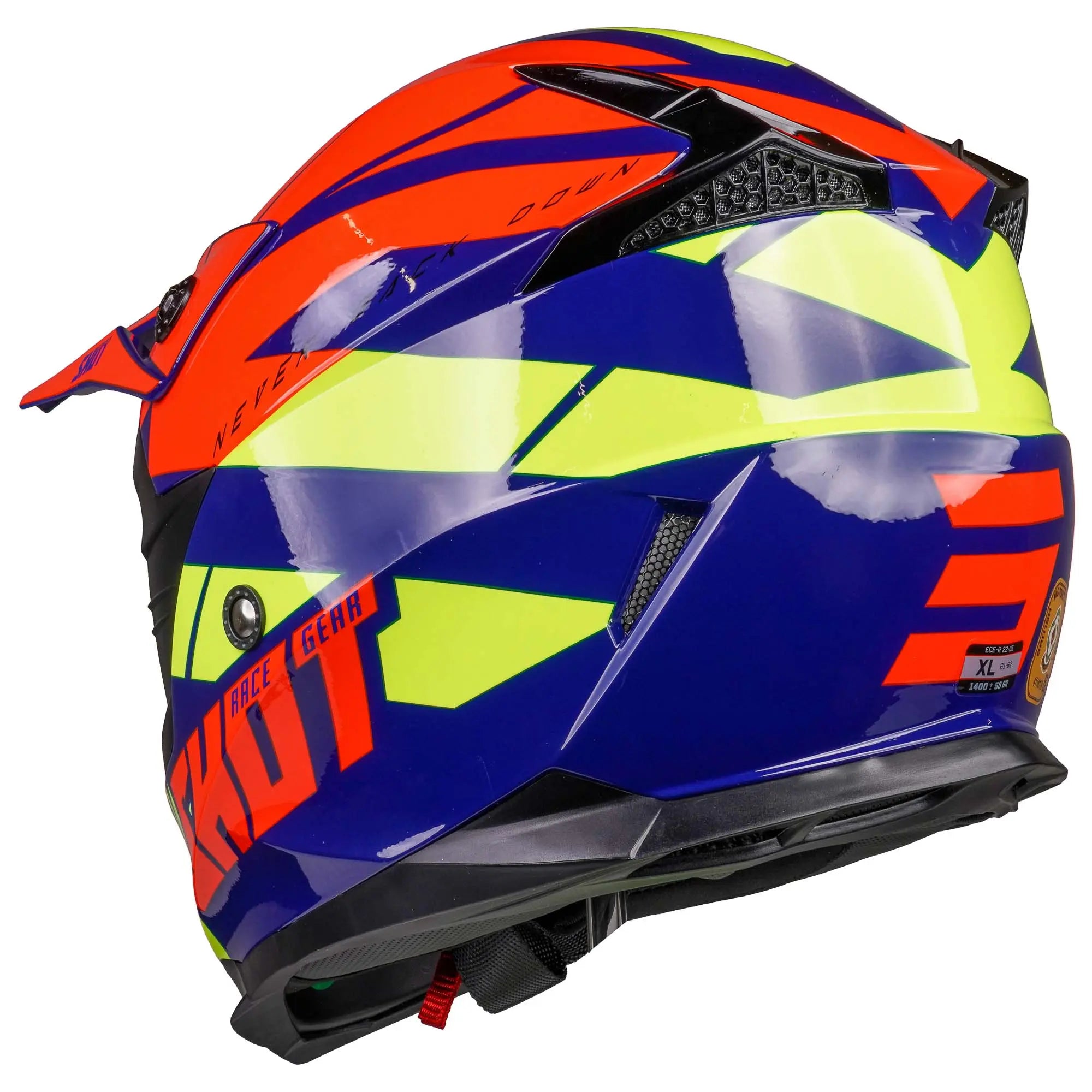 Shot Pulse MX Helmet Revenge Navy / Orange / Glossy Neon Yellow - FREE UK Shipping, FREE 365 Day Returns | Moto Central