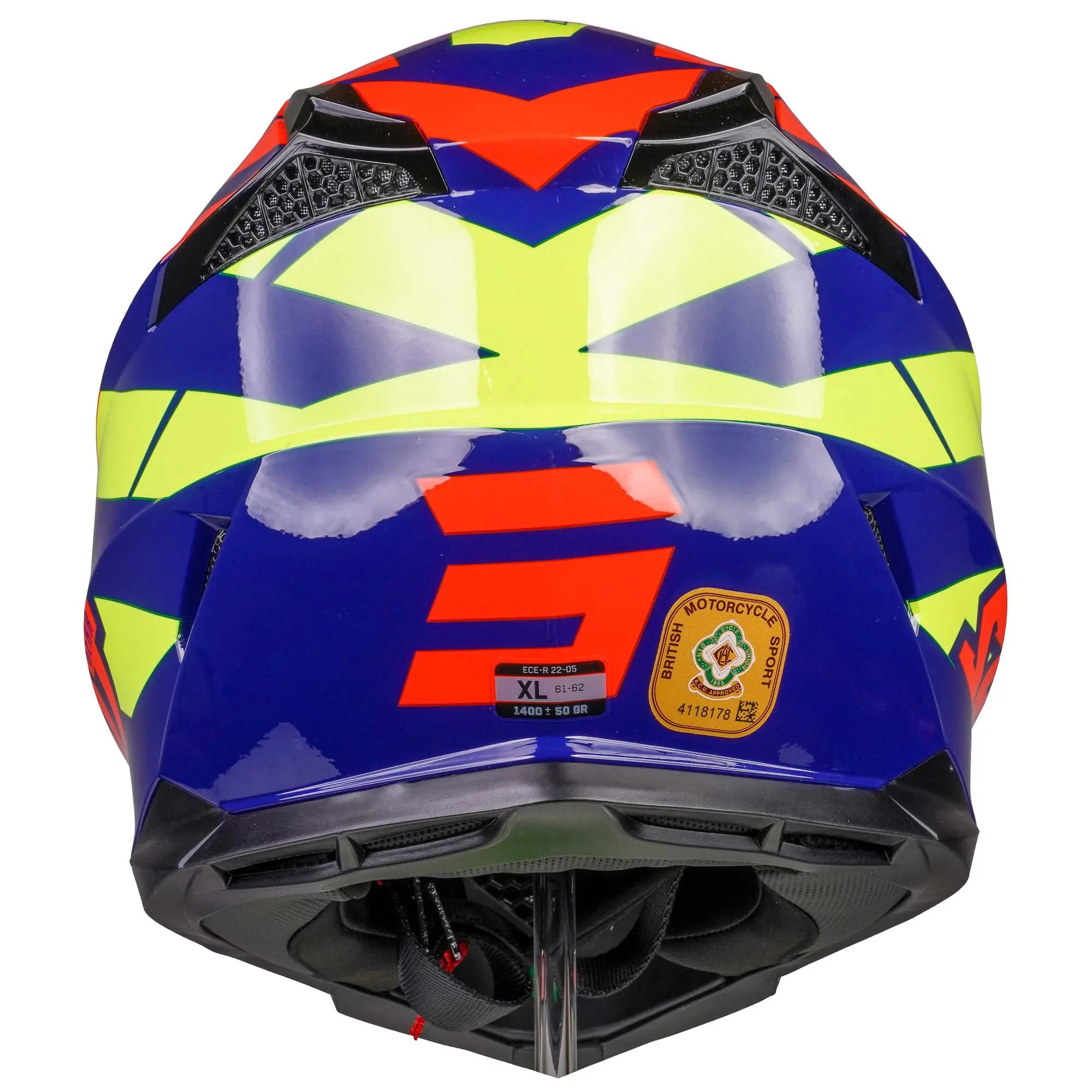 Shot Pulse MX Helmet Revenge Navy / Orange / Glossy Neon Yellow - FREE UK Shipping, FREE 365 Day Returns | Moto Central