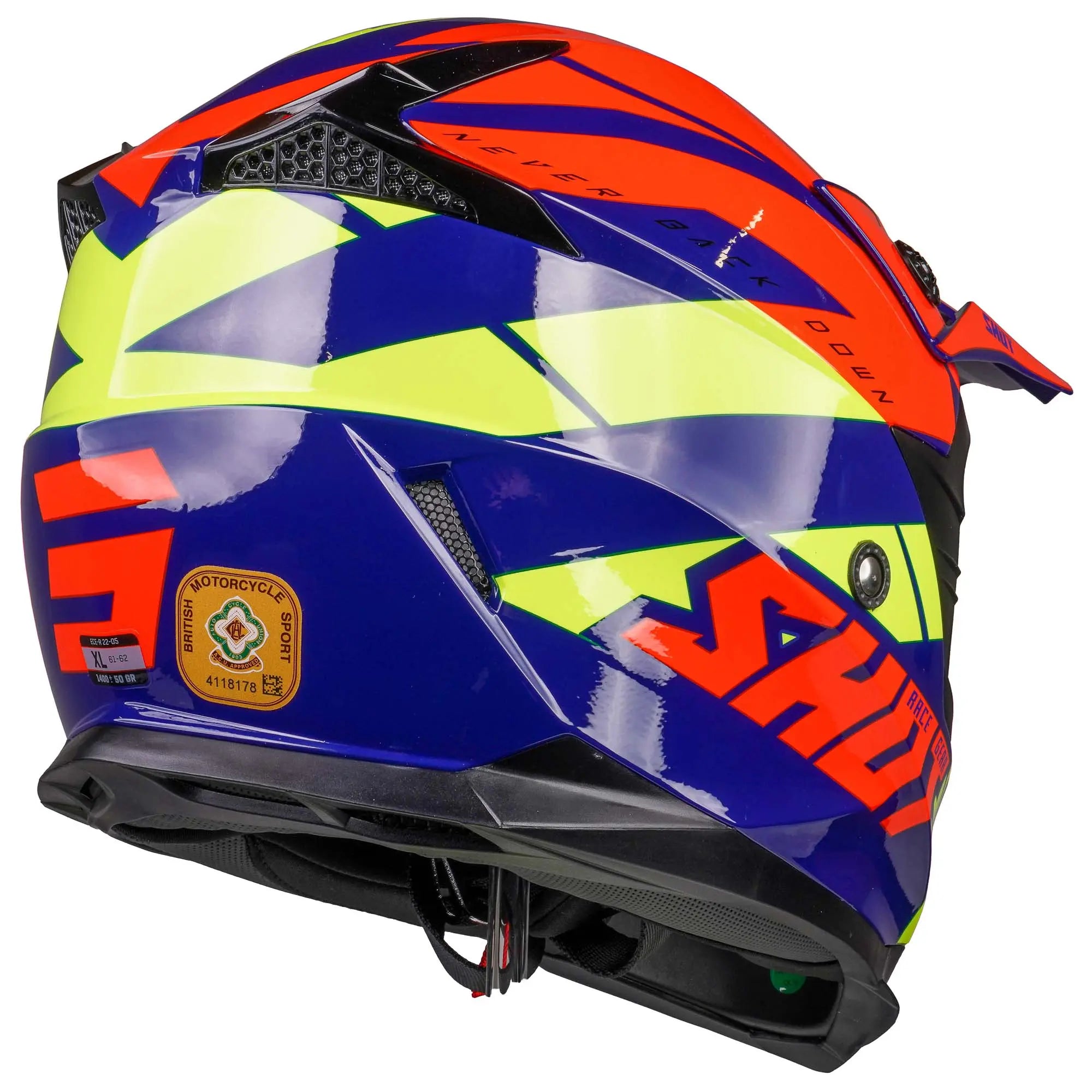 Shot Pulse MX Helmet Revenge Navy / Orange / Glossy Neon Yellow - FREE UK Shipping, FREE 365 Day Returns | Moto Central