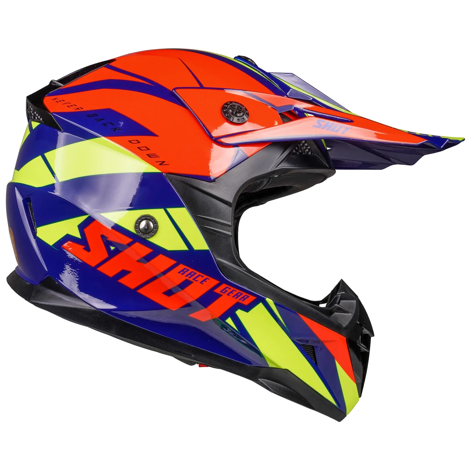 Shot Pulse MX Helmet Revenge Navy / Orange / Glossy Neon Yellow - FREE UK Shipping, FREE 365 Day Returns | Moto Central