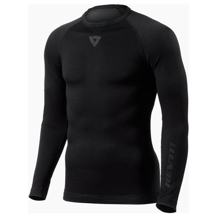 Revit Airborne 2 Long Sleeves Base Layer Top Black black long-sleeve base layer top front view