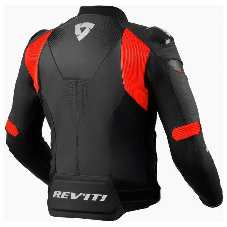 Revit Control Leather Jacket Black / Neon Red - rear view