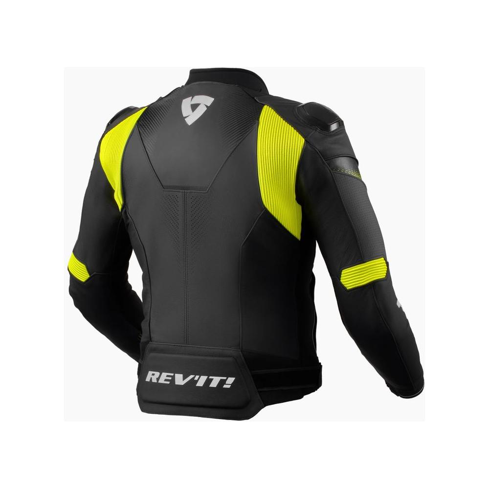 Revit Control Leather Jacket Black / Neon Yellow