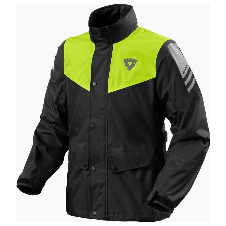 Revit Nitric 4 H2O Rain Over Jacket Black / Neon Yellow - front view