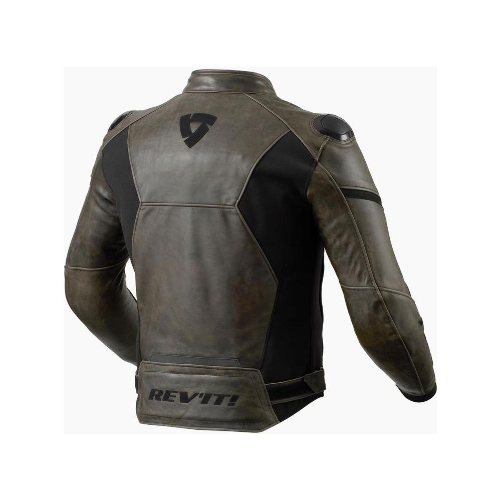 Revit Parallax Leather Jacket Black / Olive