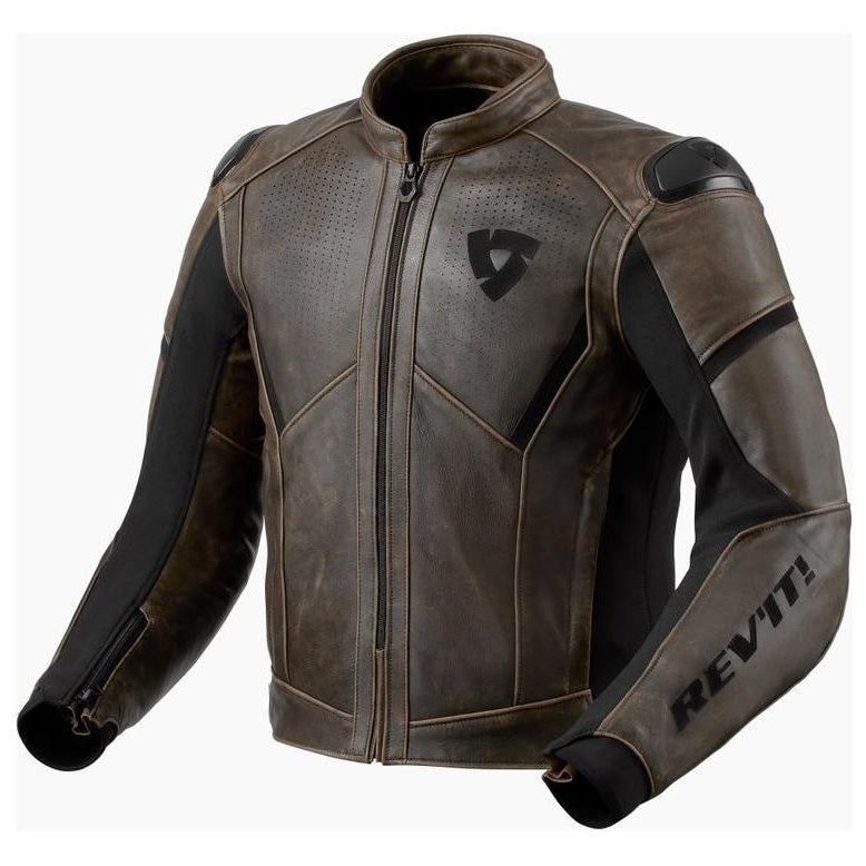 Revit Parallax Leather Jacket Brown - front view