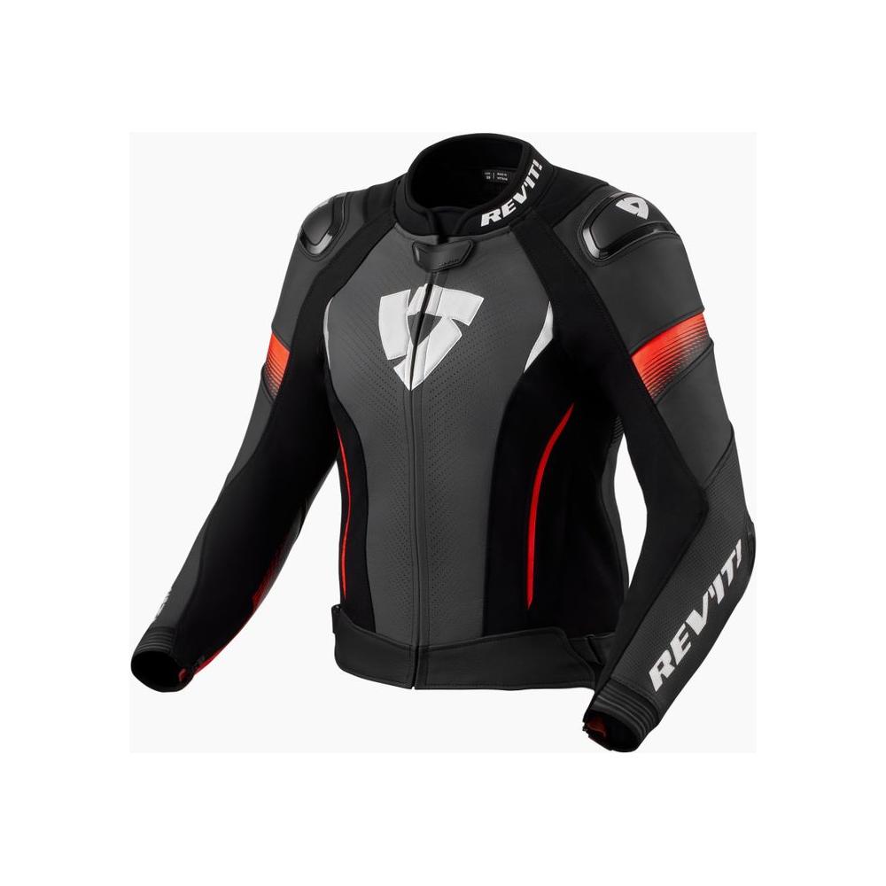 Revit Xena 4 Pro Ladies Leather Jacket Black / Neon Red