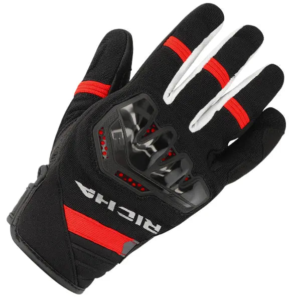 Richa Stradale Summer Mesh Gloves Black / White / Red  - FREE UK Shipping, FREE 365 Day Returns | Moto Central