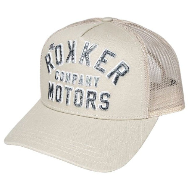 Rokker Motors Trucker Cap Grey / Beige – front three-quarter view