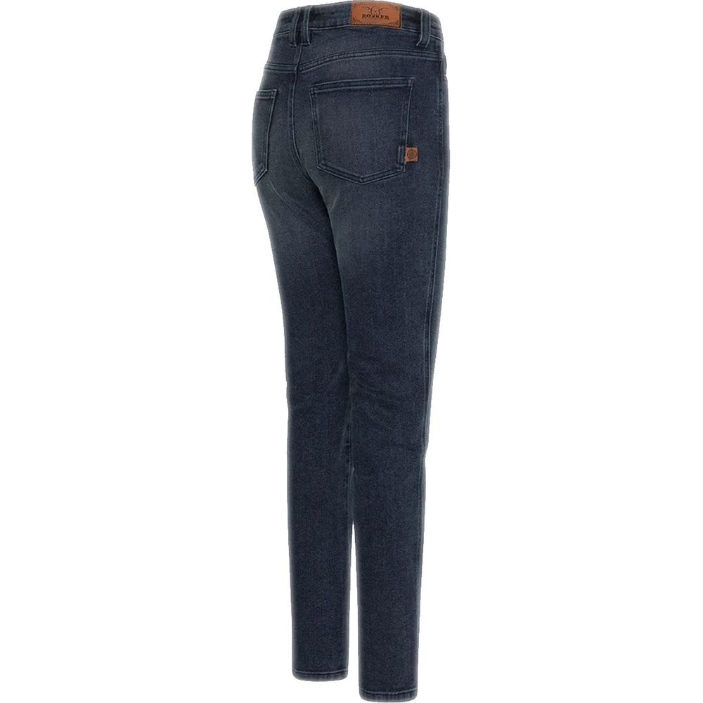 Rokker Rokkertech Ladies Mid-Rise Straight Fit Denim Jeans Blue