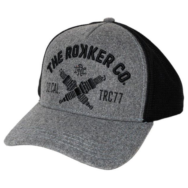 Rokker TRC77 Trucker Cap Grey / Black – front three-quarter view