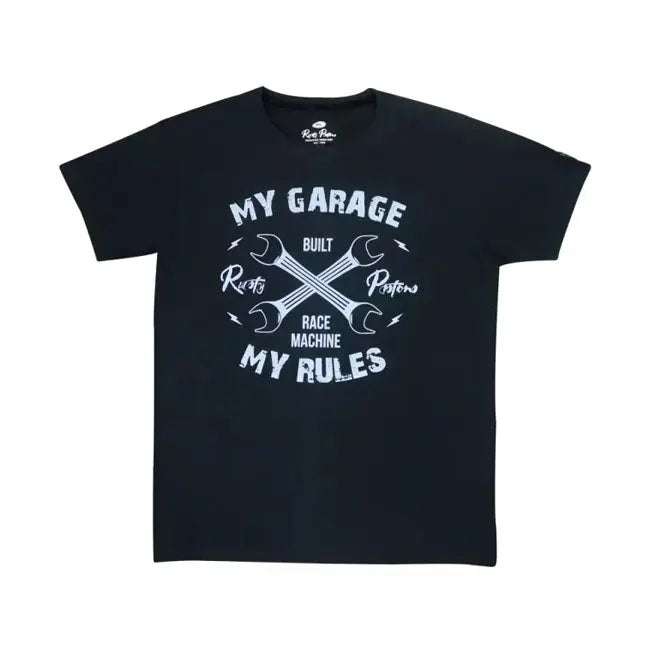 Rusty Pistons Garage T-Shirt Black - FREE UK Shipping, FREE 365 Day Returns | Moto Central