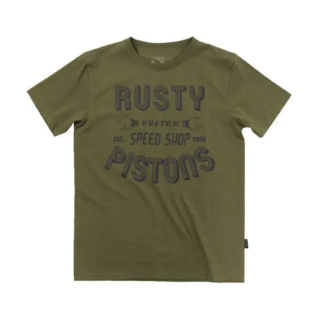 Rusty Pistons Hulton T-Shirt Khaki - FREE UK Shipping, FREE 365 Day Returns | Moto Central