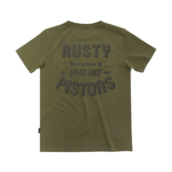 Rusty Pistons Hulton T-Shirt Khaki - FREE UK Shipping, FREE 365 Day Returns | Moto Central