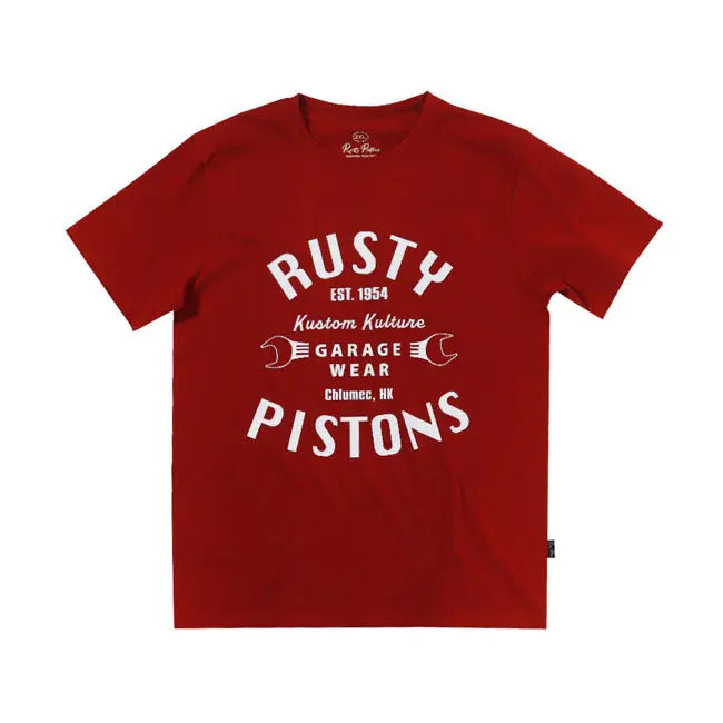 Rusty Pistons Vista T-Shirt Bordeaux - FREE UK Shipping, FREE 365 Day Returns | Moto Central