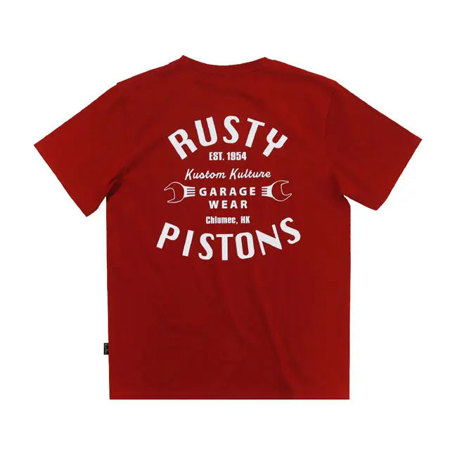 Rusty Pistons Vista T-Shirt Bordeaux - FREE UK Shipping, FREE 365 Day Returns | Moto Central