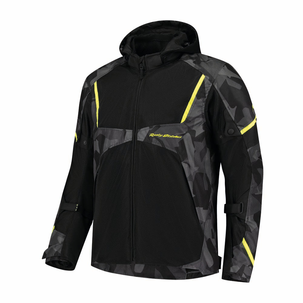Rusty Stitches Carlo Textile Jacket Black / Camo / Fluo Yellow - FREE UK Delivery, FREE 365 Day Returns | Moto Central